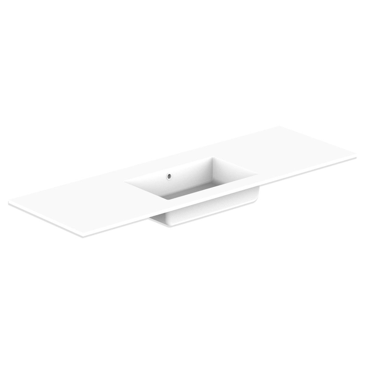 Glacier Cast Marble Moulded Top 1500mm Centre Bowl 0 Tap Hole in Gloss White