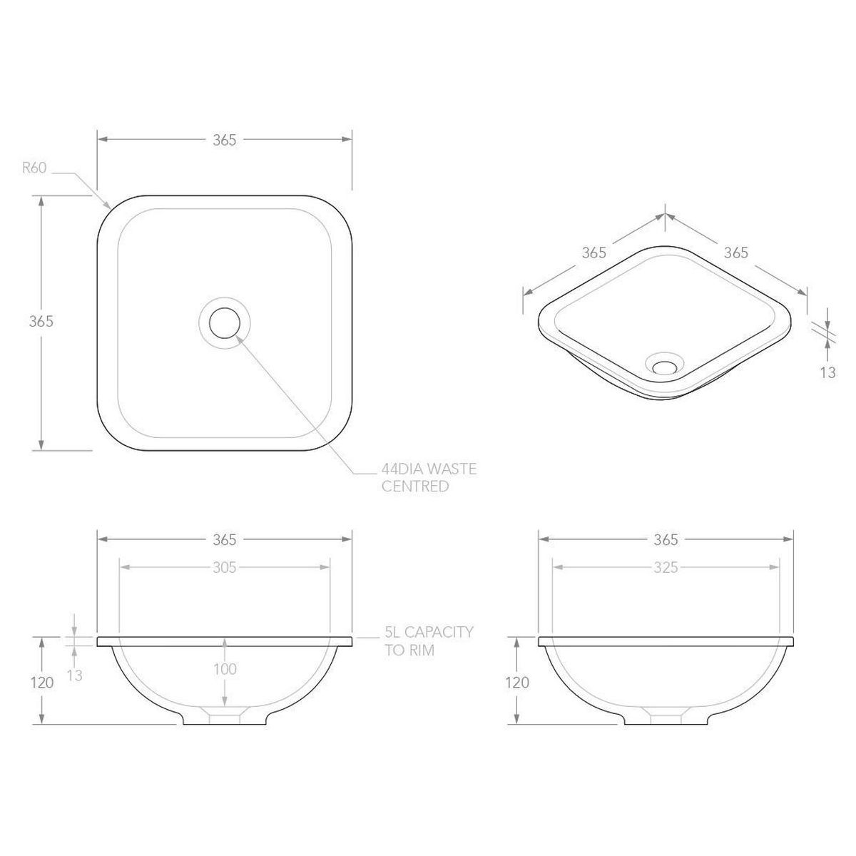 Honour Inset / Under-Counter Basin in Gloss White