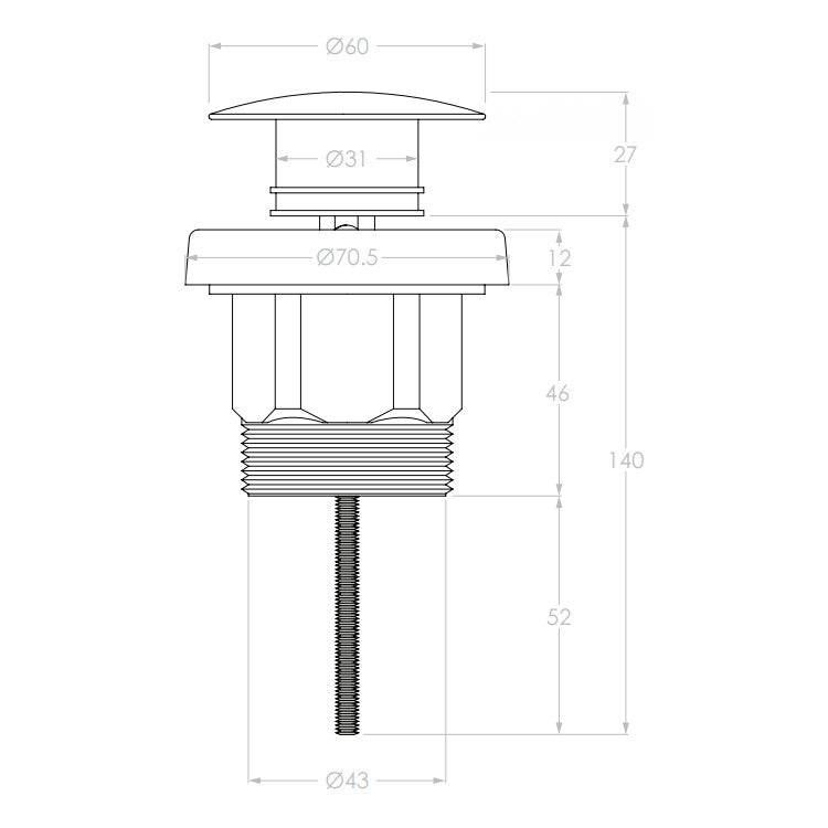 ADP Universal Plug & Waste in Brushed Nickel (Electroplated)