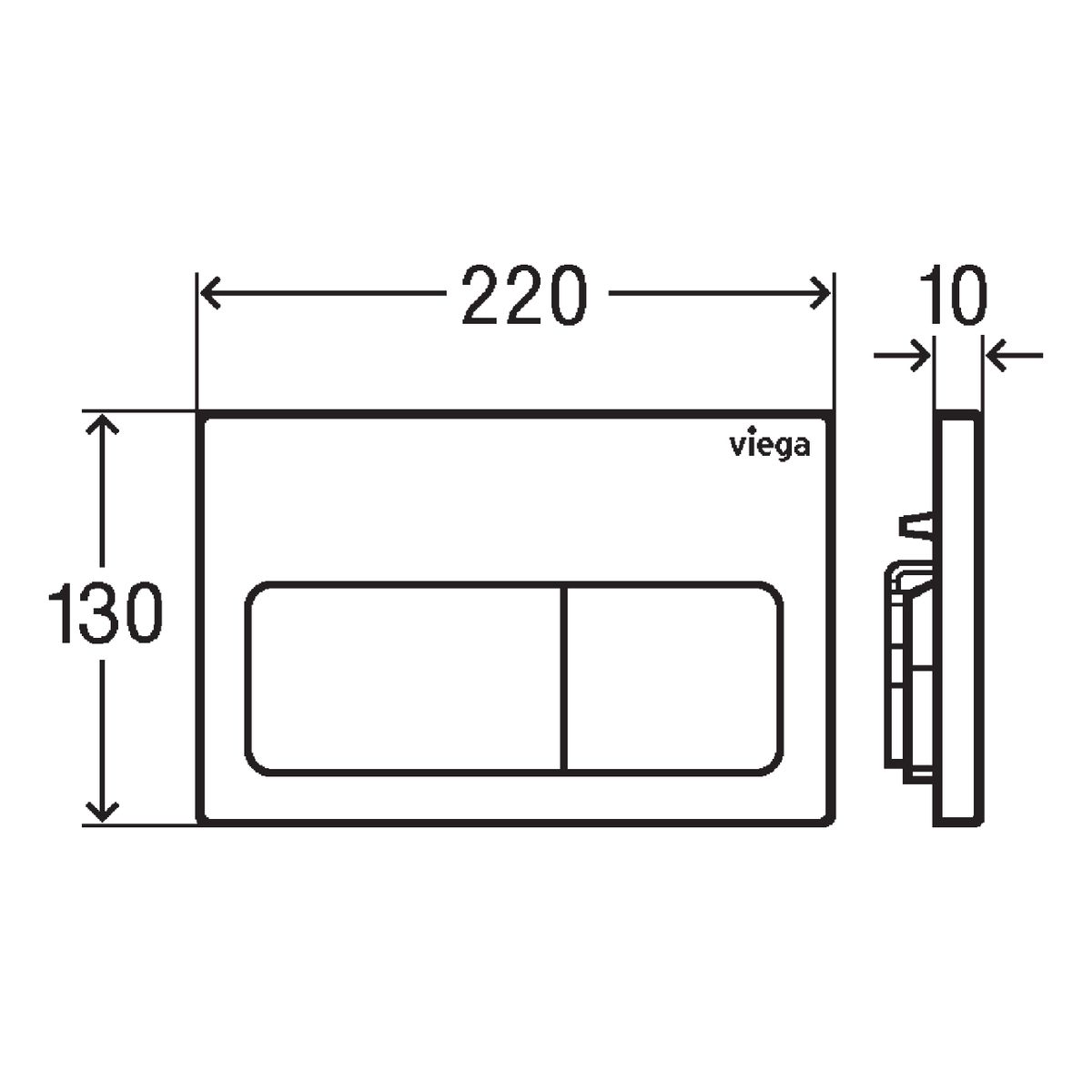 Viega Visign Life5 Soft Rectangular Button Flush Plate, Gloss White