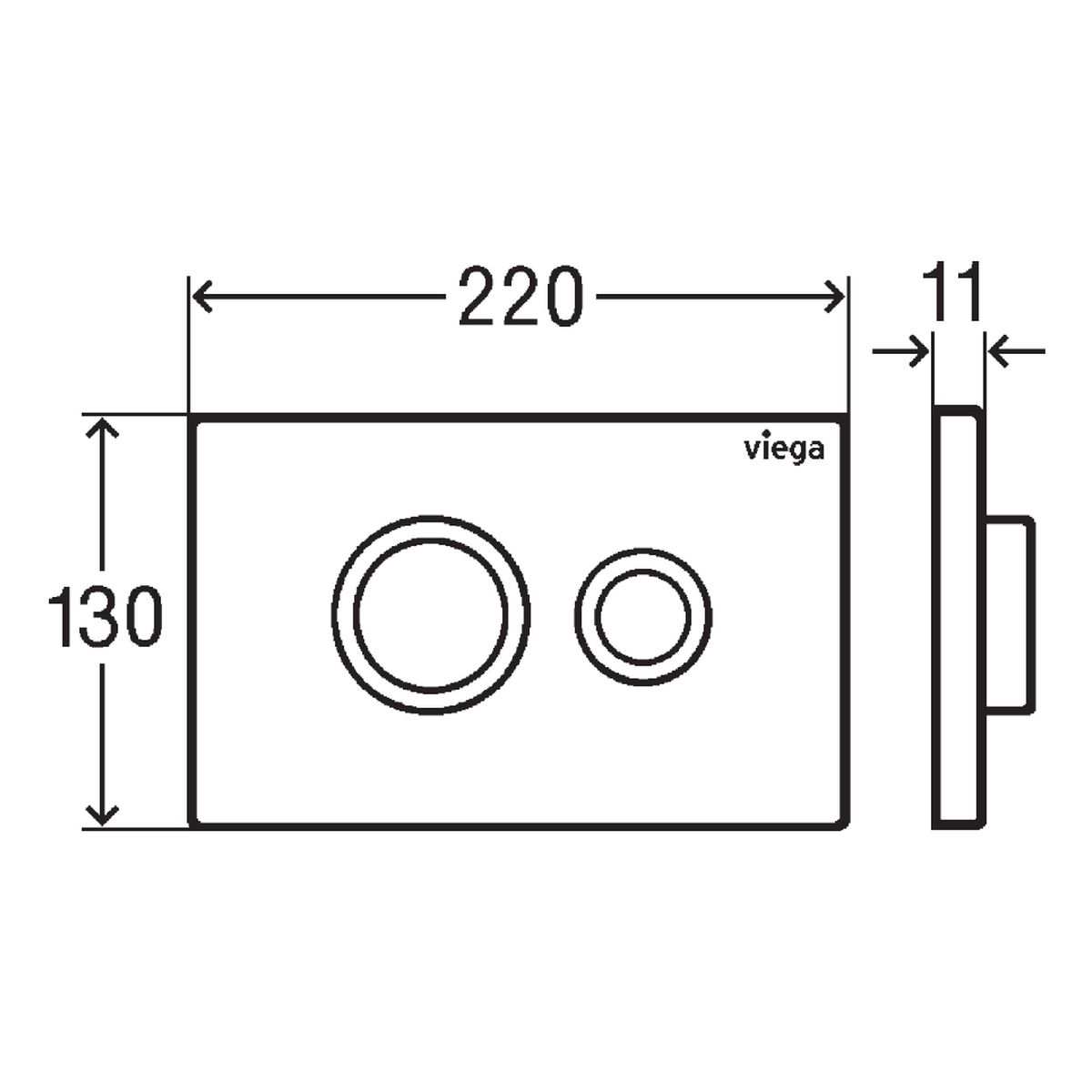 Viega Visign Public 11 Raised Button Flush Plate, Stainless Steel