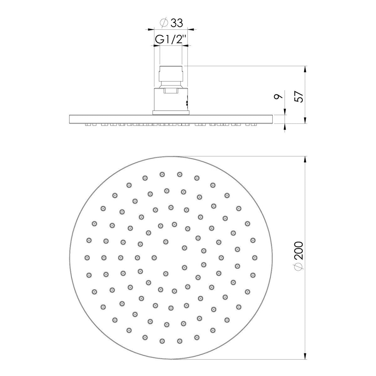 Vivid Shower Rose 200mm Round