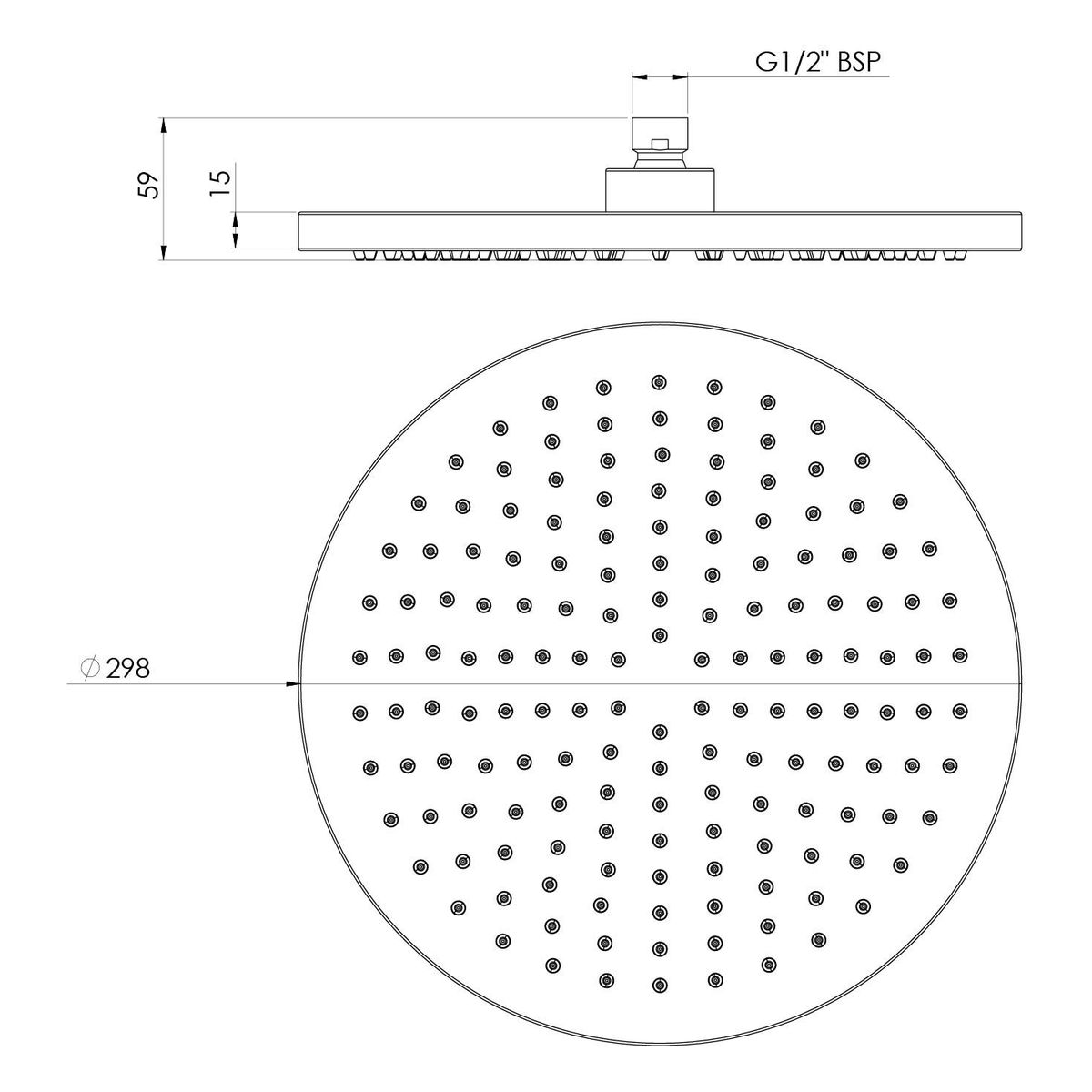 Vivid Shower Rose 300mm Round - Brushed Carbon