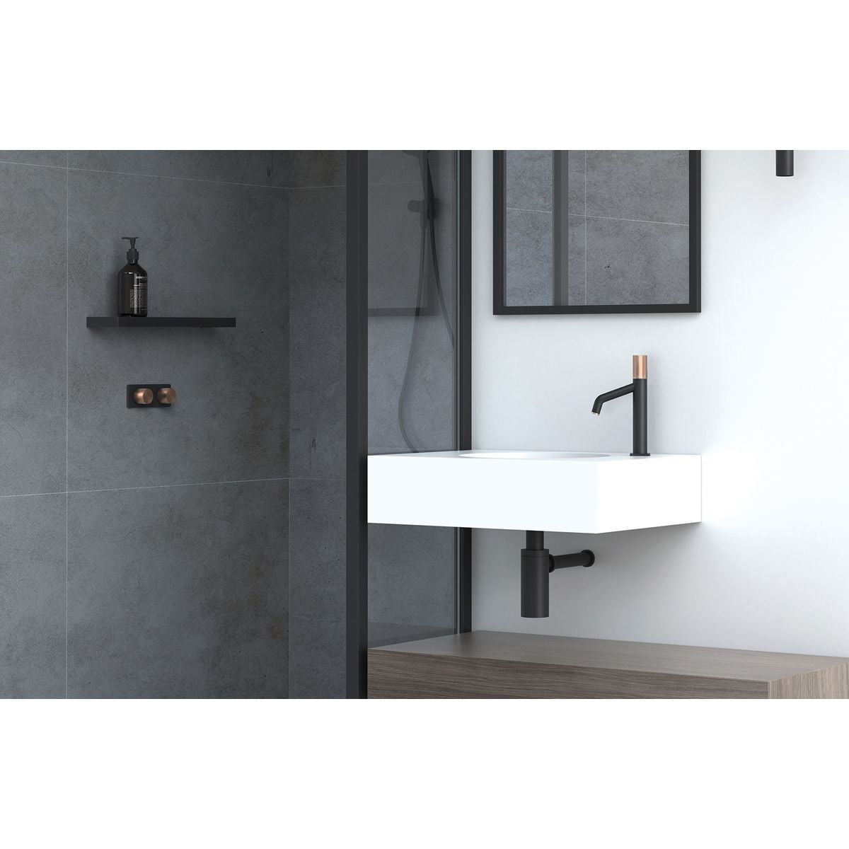 Vivid Shower Rose 230mm Round - Matte Black