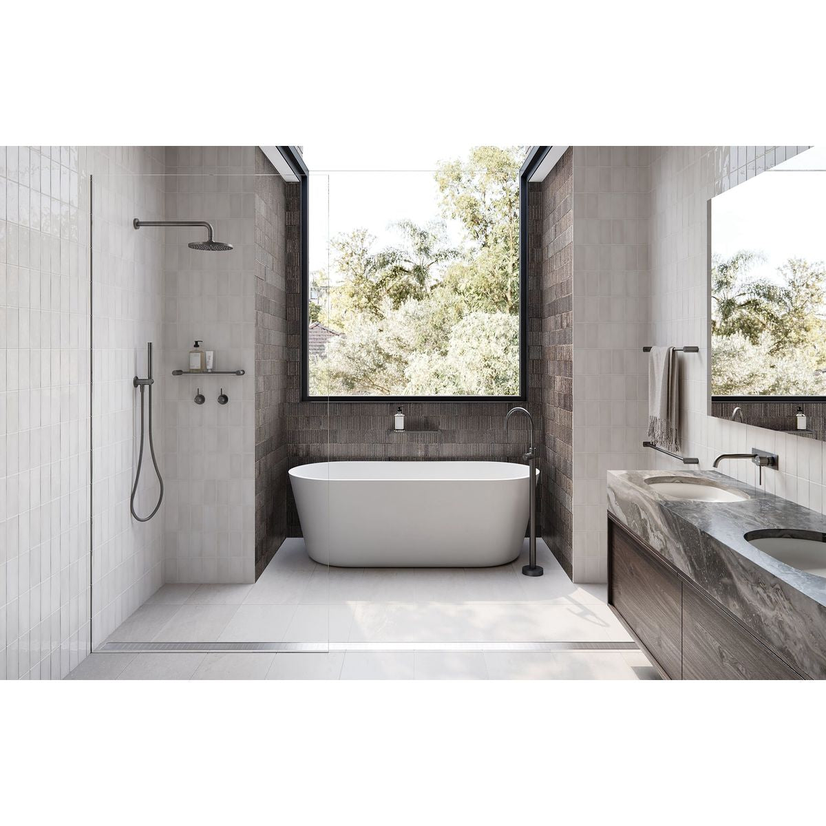 Vivid Shower Rose 230mm Round - Brushed Carbon