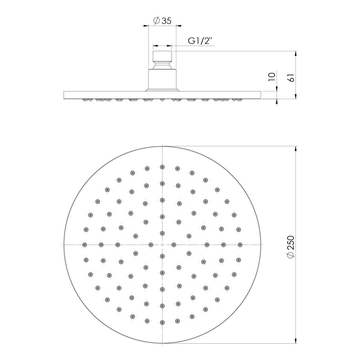 Vivid Shower Rose 250mm Round