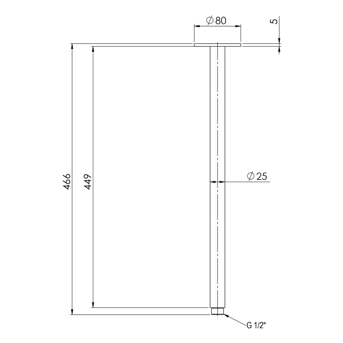 Vivid Ceiling Arm 450mm - Chrome