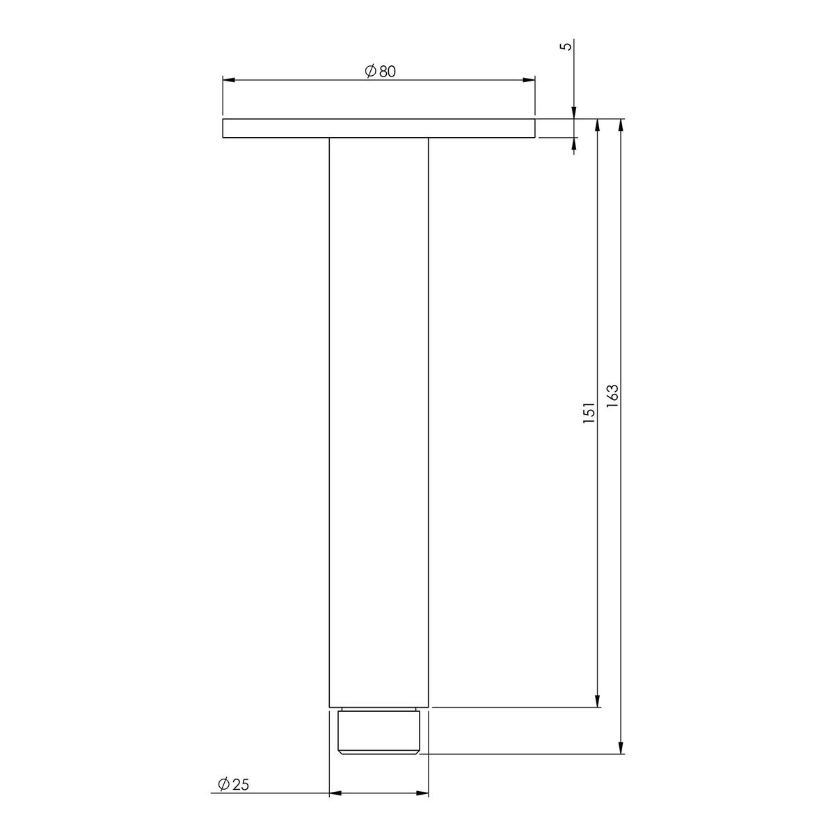 Vivid Ceiling Arm 150mm - Chrome