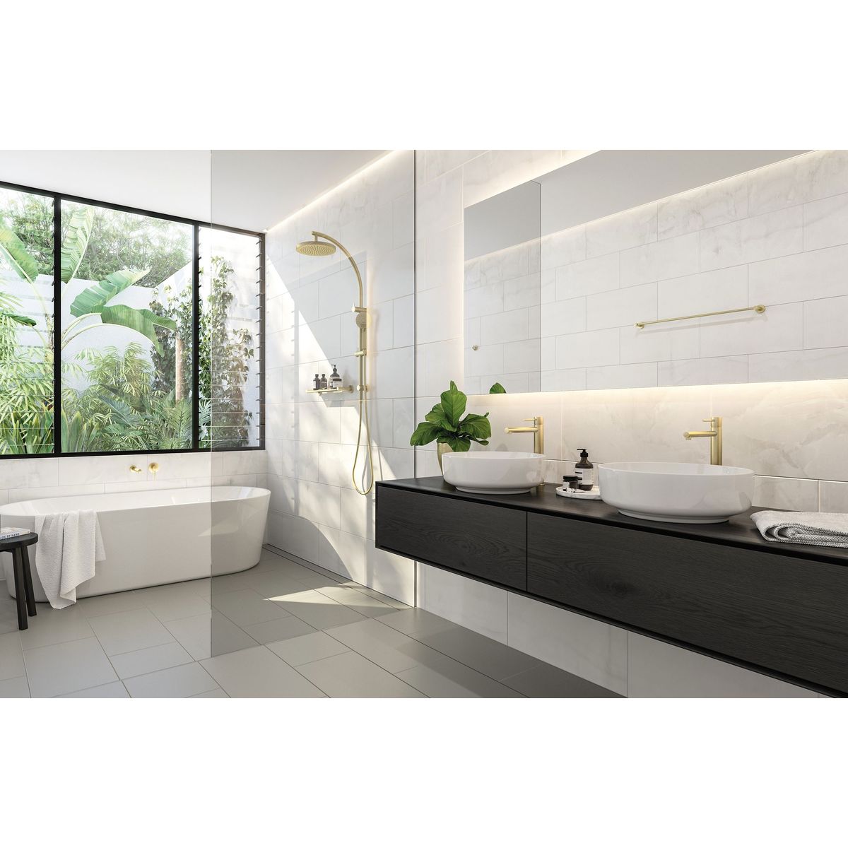 Vivid Twin Shower - Brushed Gold