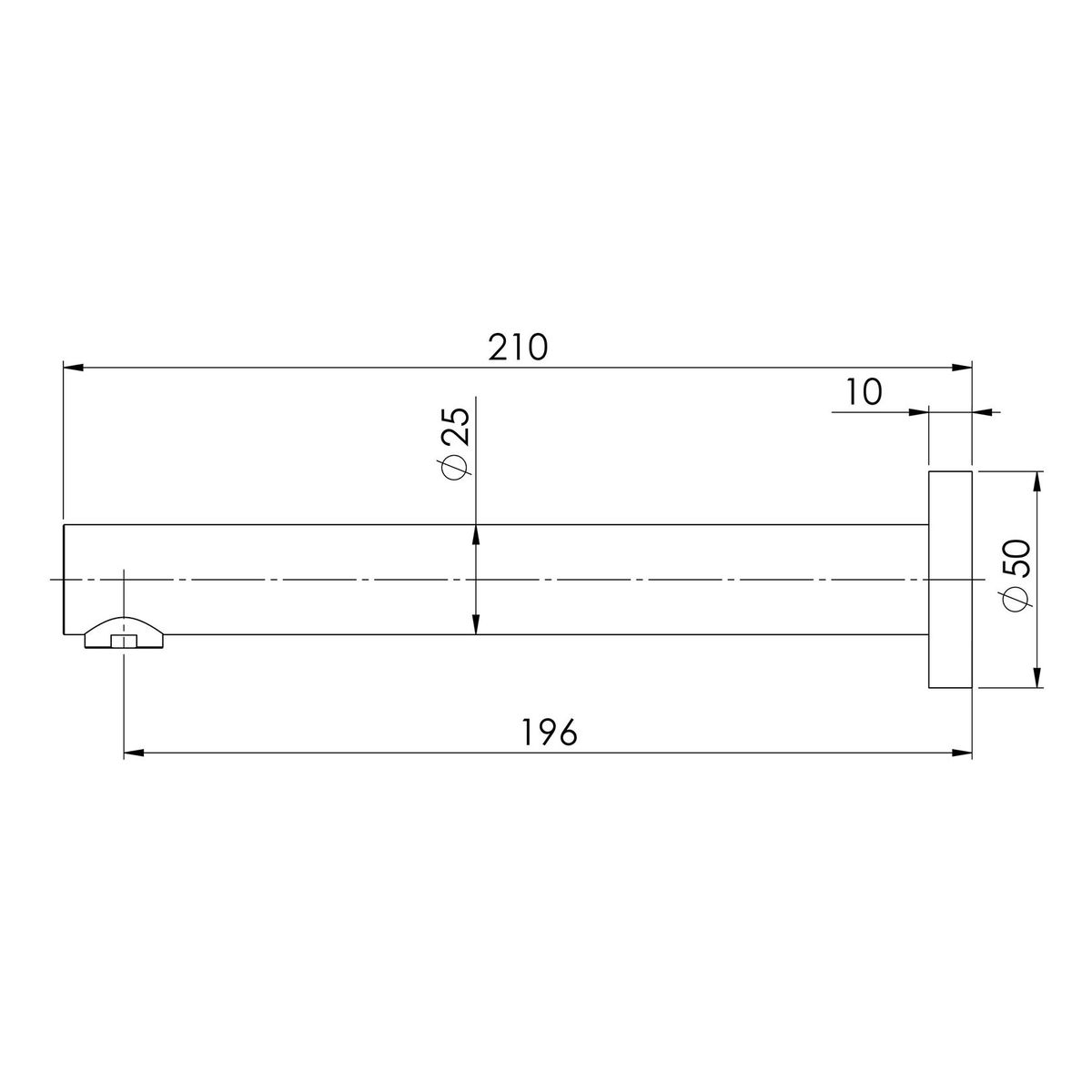 Vivid Wall Bath Outlet 200mm - Chrome