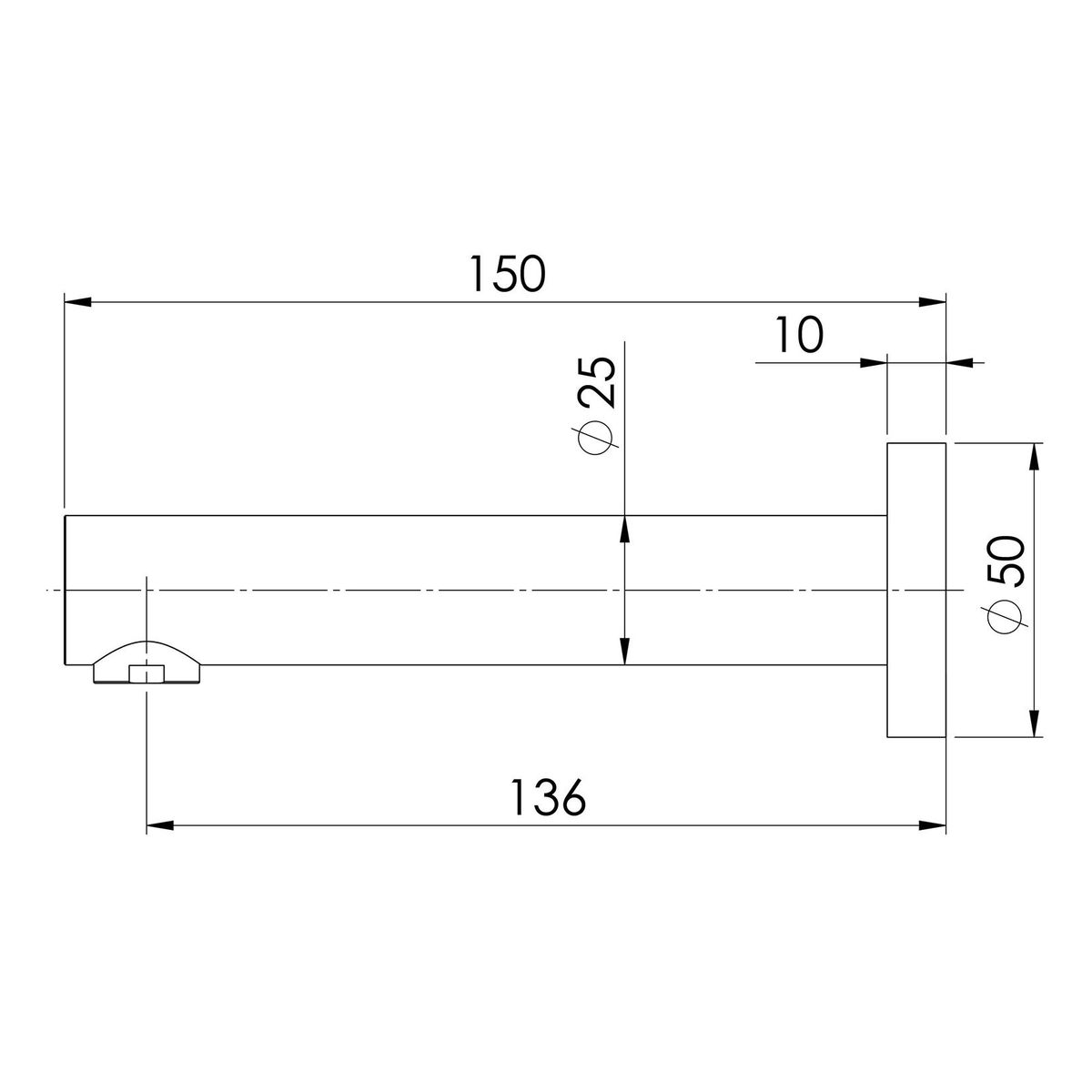 Vivid Wall Bath Outlet 150mm