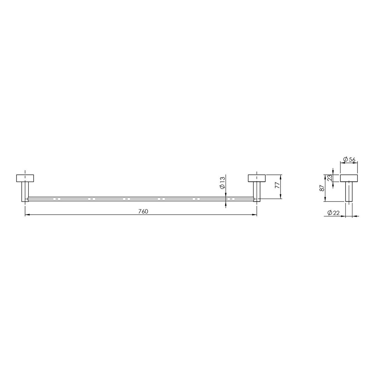 Vivid Single Towel Rail 760mm