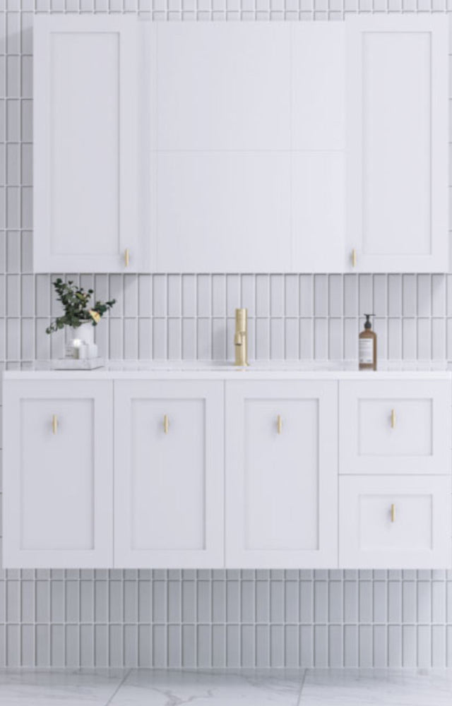 Viesti 1200 Shaker Wall Hung Cabinet Only Satin White
