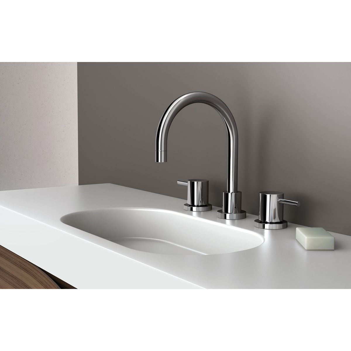 Vivid Pin Lever Basin Set Swivel Gooseneck Outlet, Lead Free
