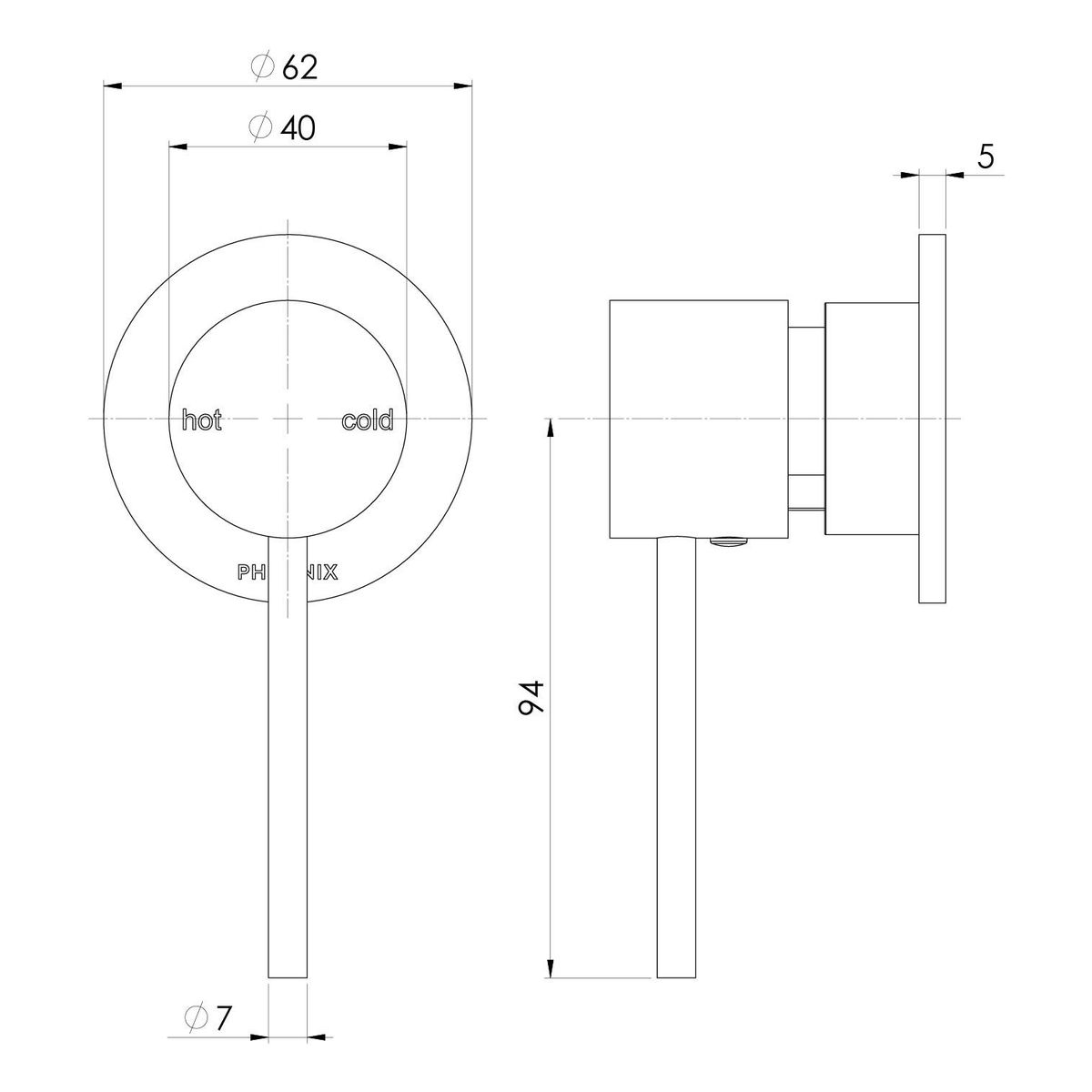 Vivid Slimline SwitchMix Shower / Wall Mixer 60mm Backplate Fit-Off Kit - Chrome