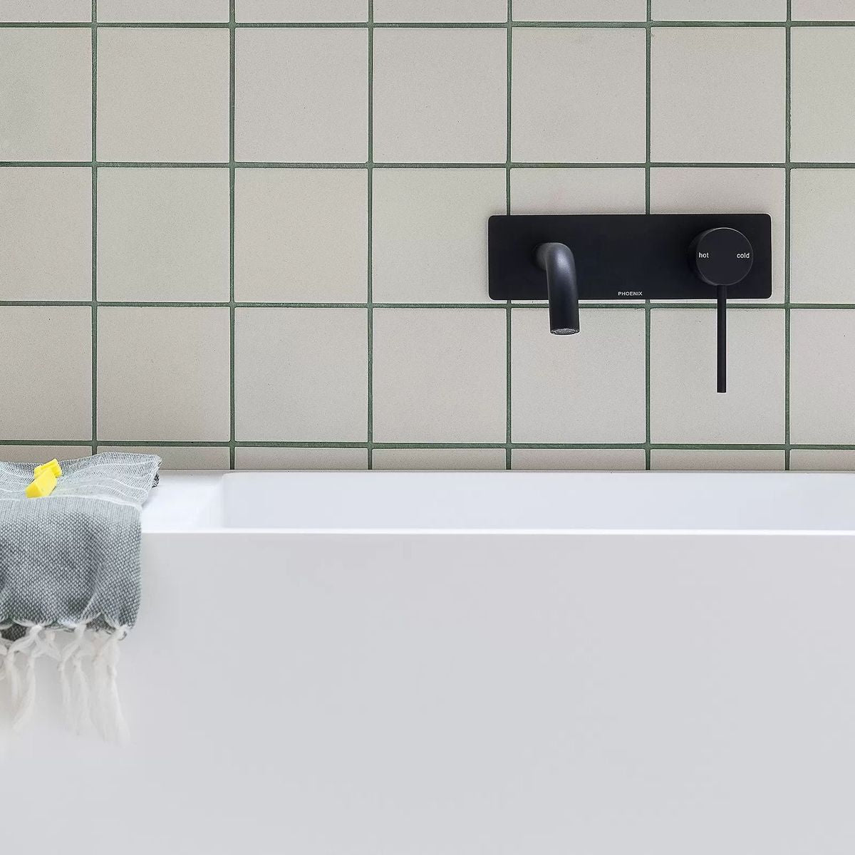 Vivid Slimline SwitchMix Wall Basin/Bath Mixer Set 180mm, Matte Black