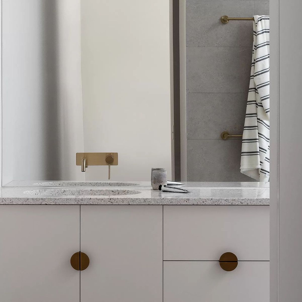 Vivid Slimline SwitchMix Wall Basin/Bath Mixer Set 180mm, Brushed Gold - Lead Free