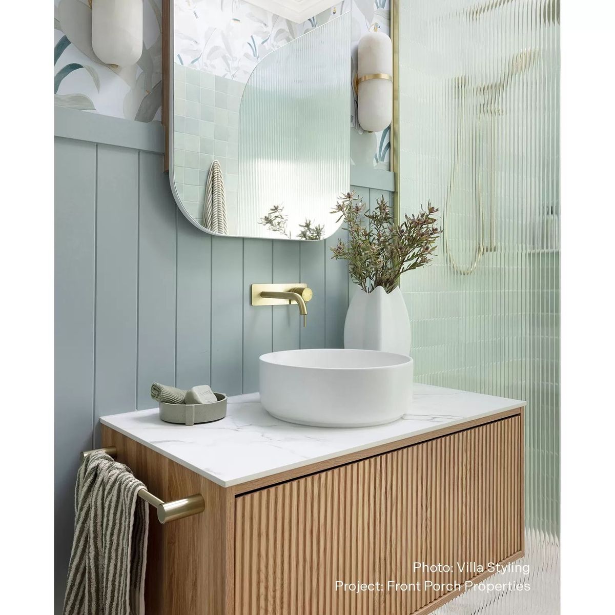 Vivid Slimline SwitchMix Wall Basin/Bath Mixer Set 180mm, Brushed Gold - Lead Free
