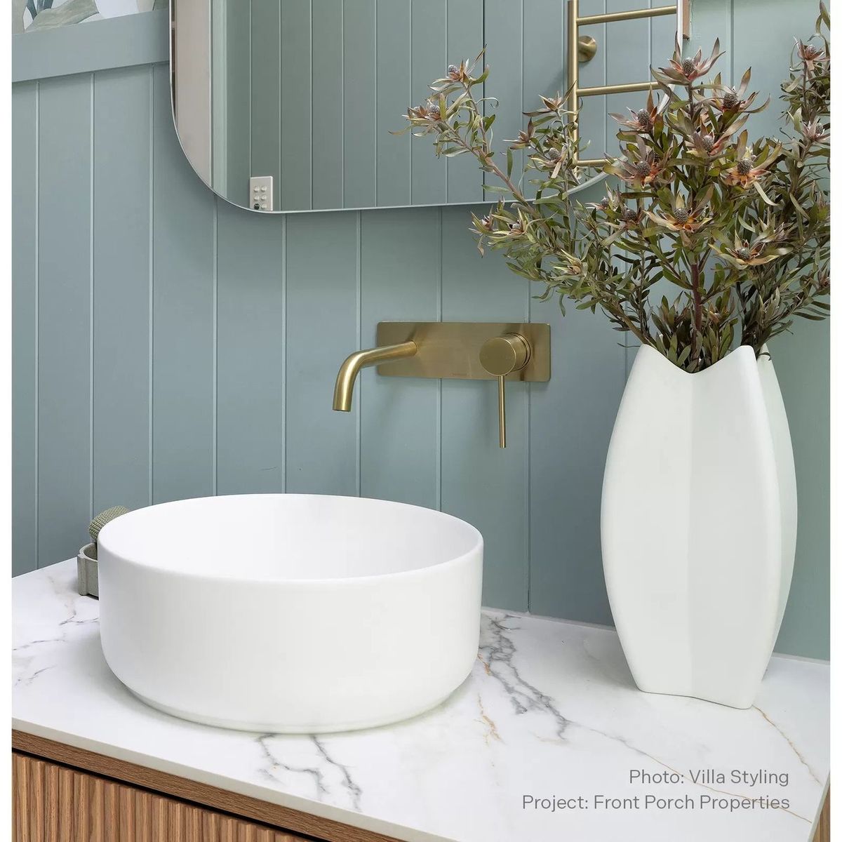 Vivid Slimline SwitchMix Wall Basin/Bath Mixer Set 180mm, Brushed Gold - Lead Free