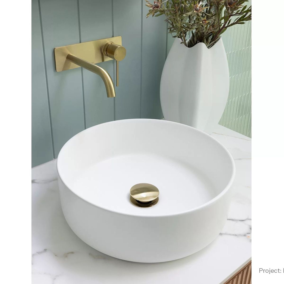 Vivid Slimline SwitchMix Wall Basin/Bath Mixer Set 180mm, Brushed Gold - Lead Free