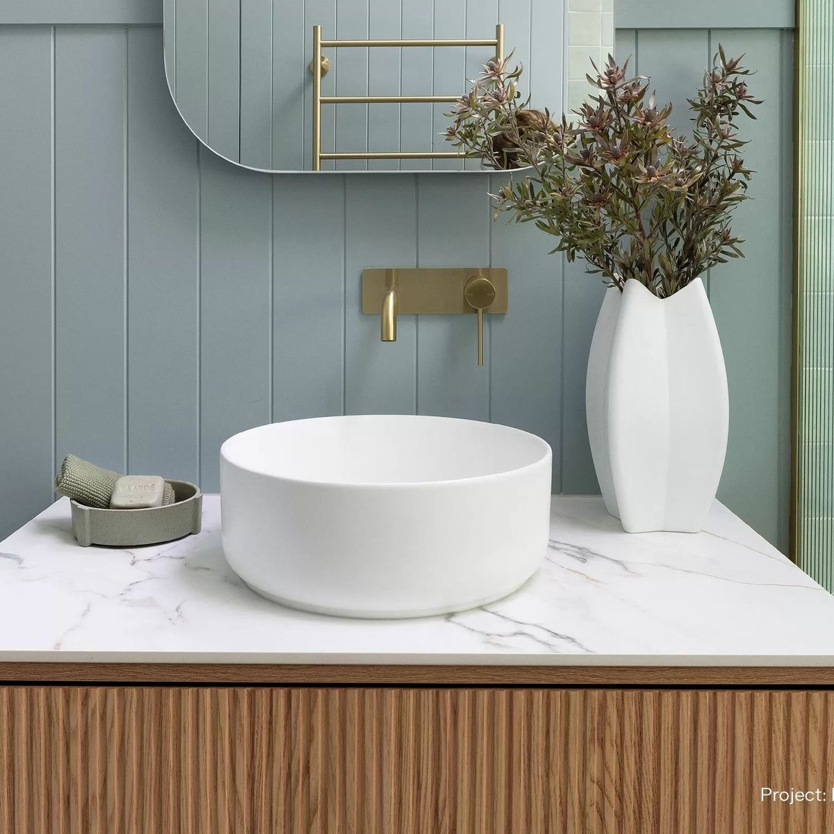 Vivid Slimline SwitchMix Wall Basin/Bath Mixer Set 180mm, Brushed Gold - Lead Free