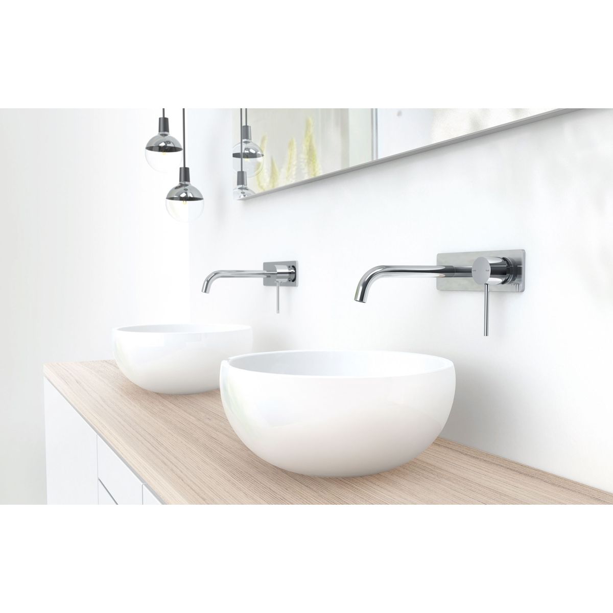 Vivid Slimline SwitchMix Wall Basin / Bath Mixer Set 180mm Fit-Off Kit, Lead Free - Chrome