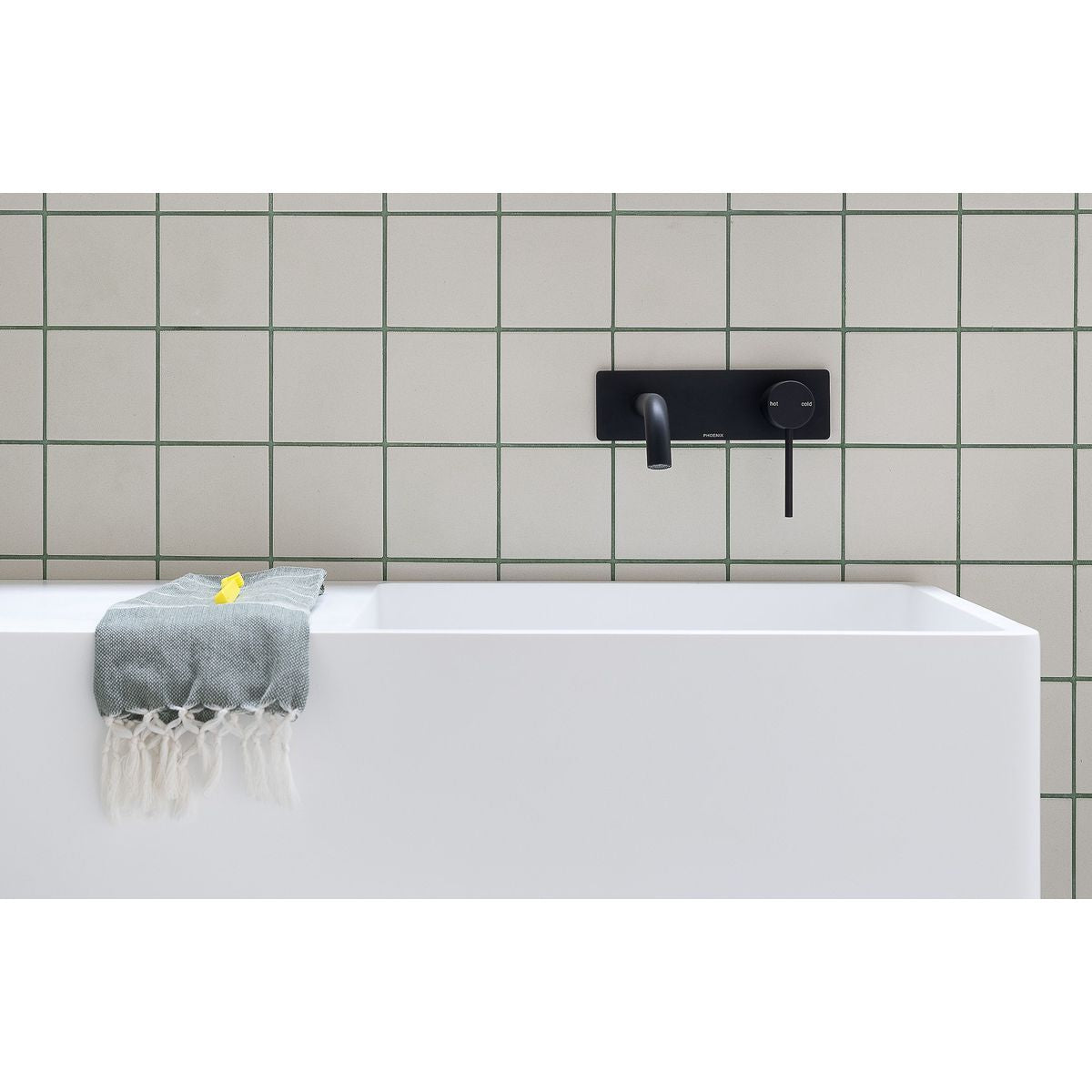 Vivid Slimline SwitchMix Wall Basin / Bath Mixer Set 180mm Fit-Off Kit, Lead Free - Matte Black