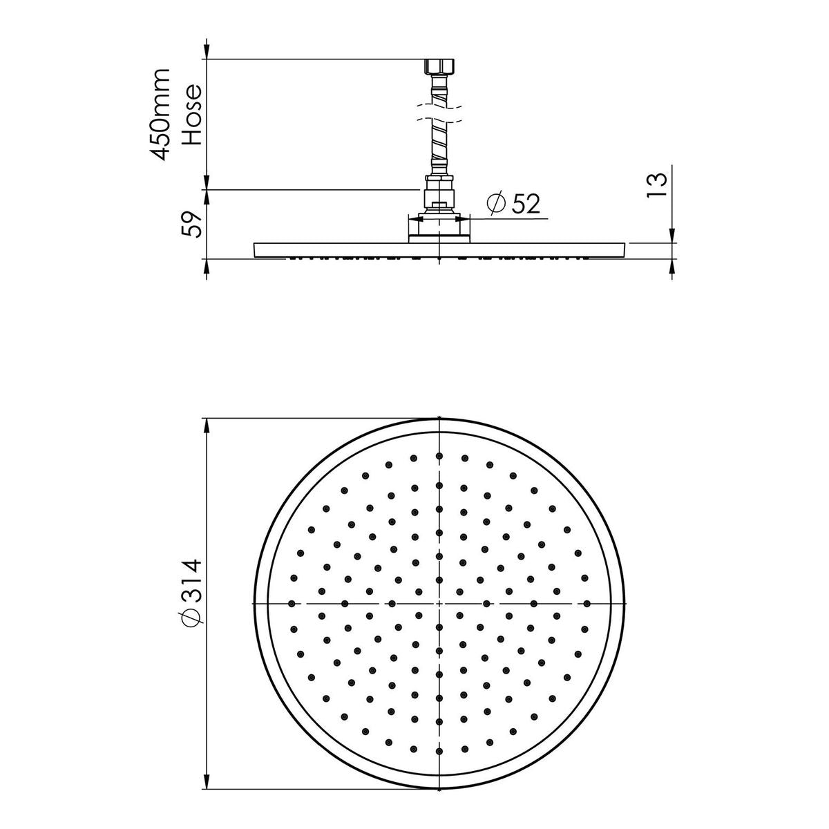 Vivid Slimline Flush Mount Ceiling Shower 300mm Round