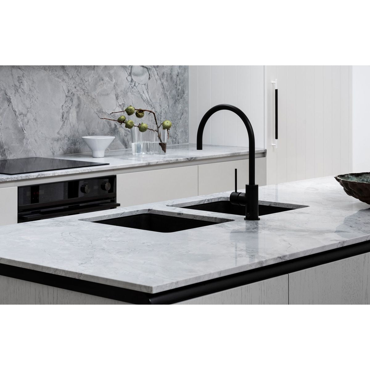 Vivid Slimline Sink Mixer 220mm Gooseneck - Matte Black, Lead Free