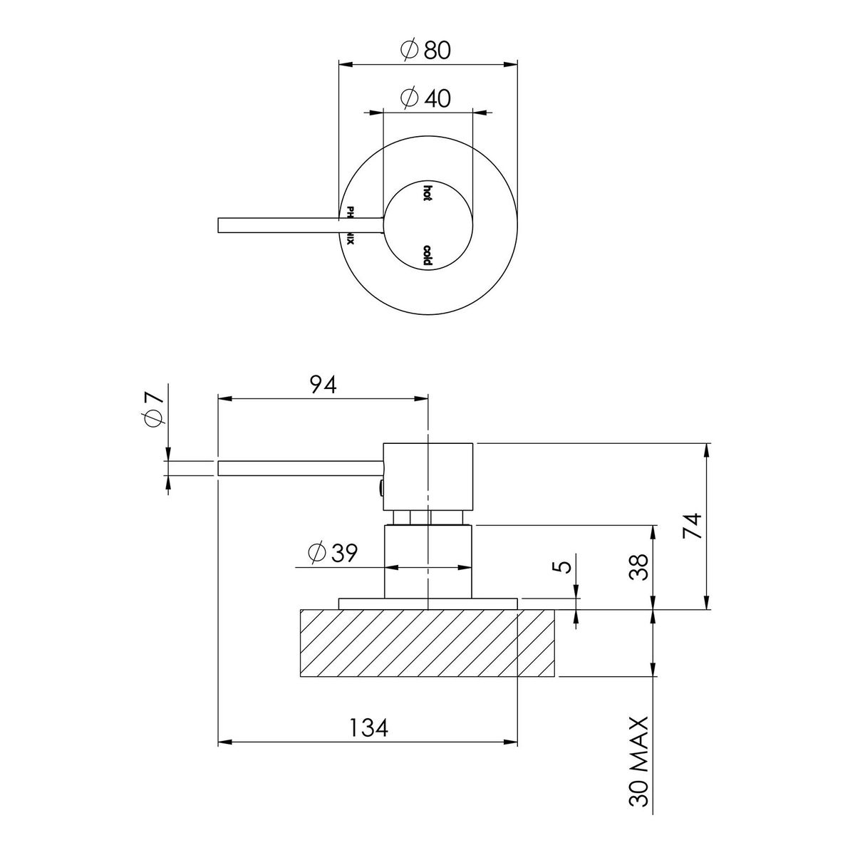 Vivid Slimline Hob Mixer - Chrome