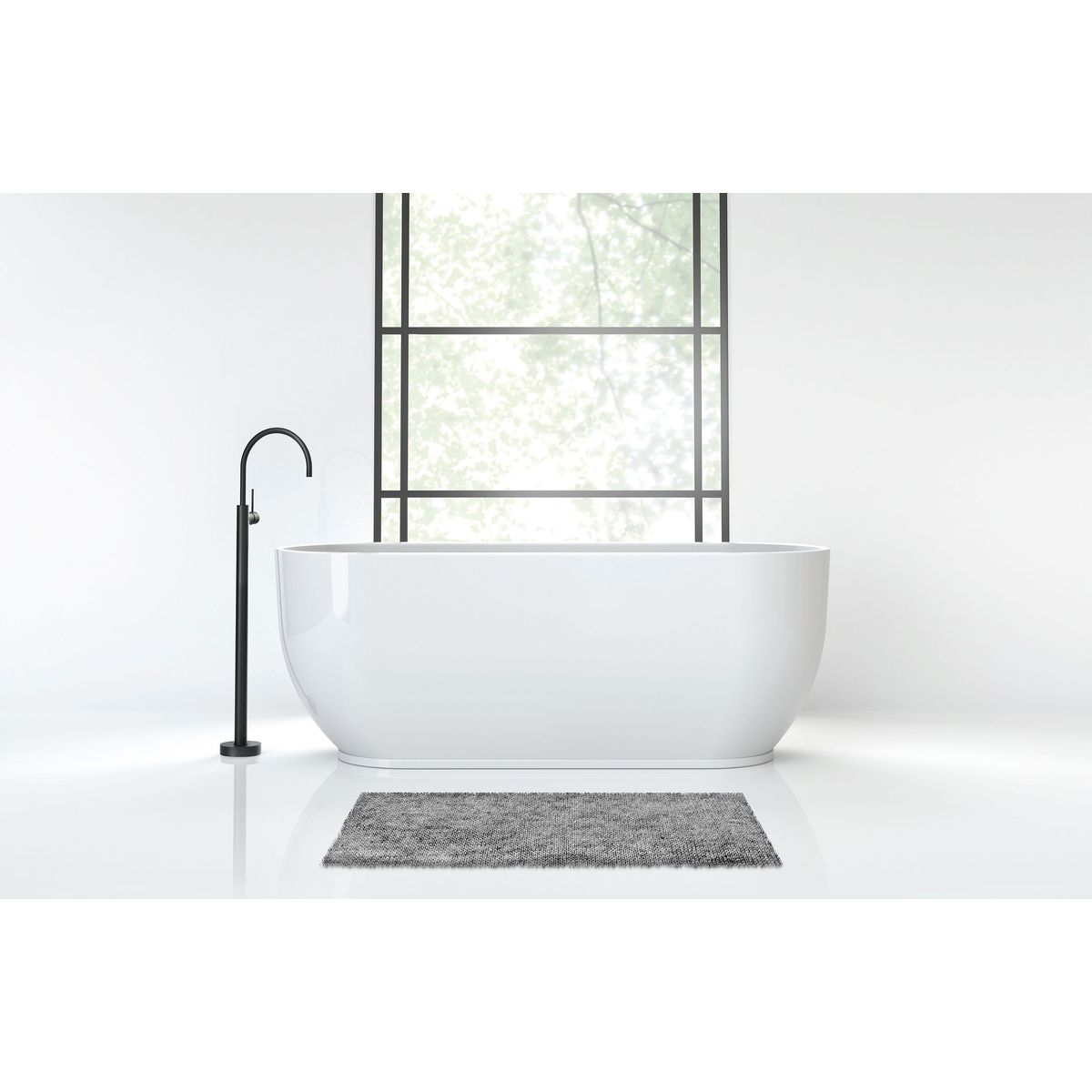 Vivid Slimline Floor Mounted Bath Mixer - Matte Black