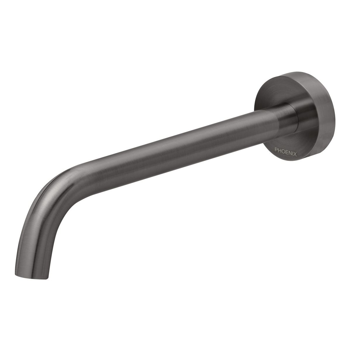 Vivid Slimline Wall Bath Outlet 230mm Curved - Brushed Carbon, Lead Free