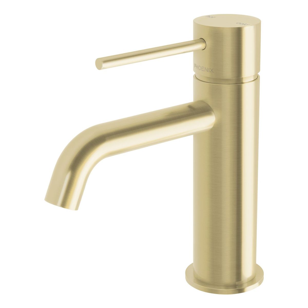Vivid Slimline Basin Mixer Curved Outlet, Lead Free - Brushed Gold