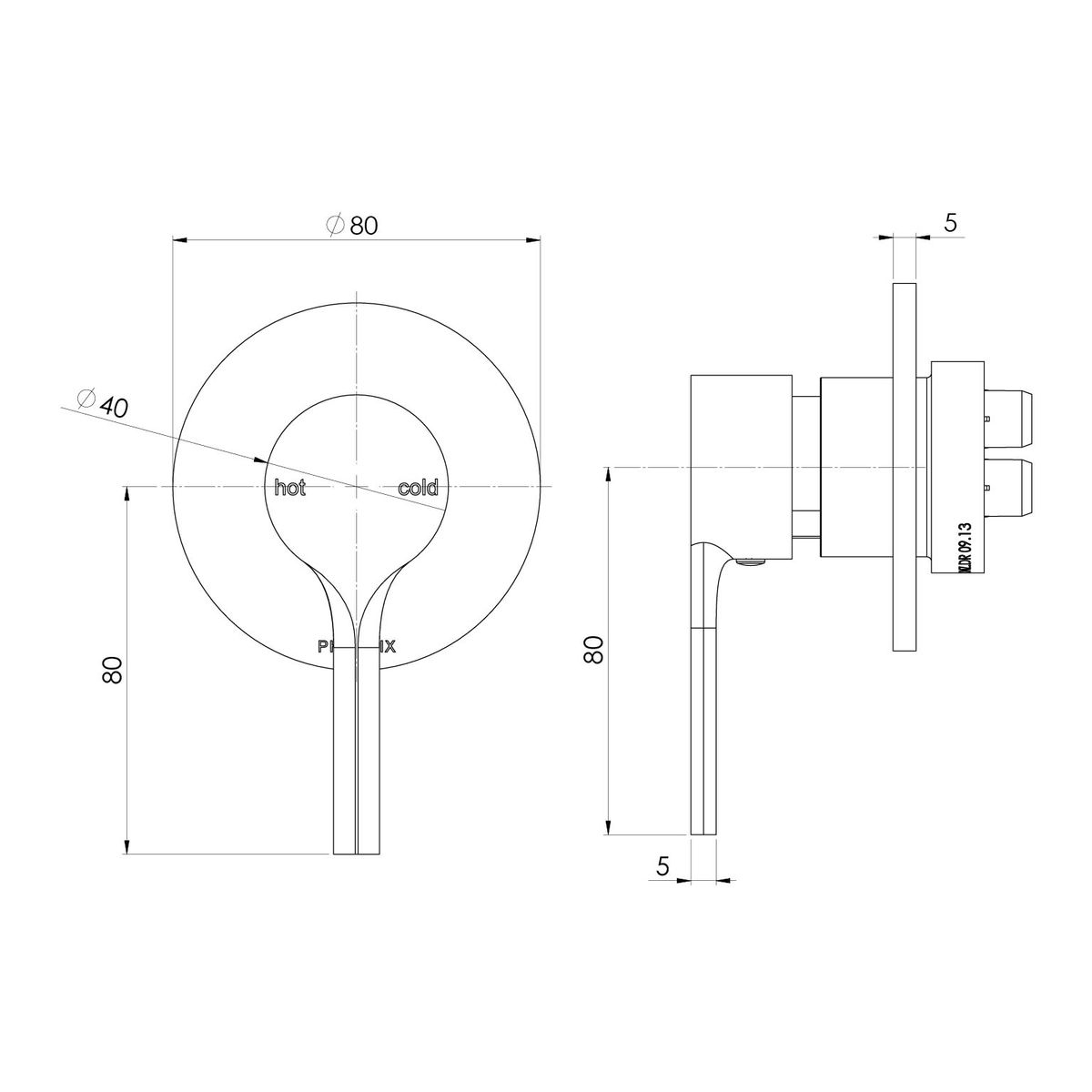 Vivid Slimline Oval SwitchMix Shower / Wall Mixer Fit-Off Kit - Brushed Gold