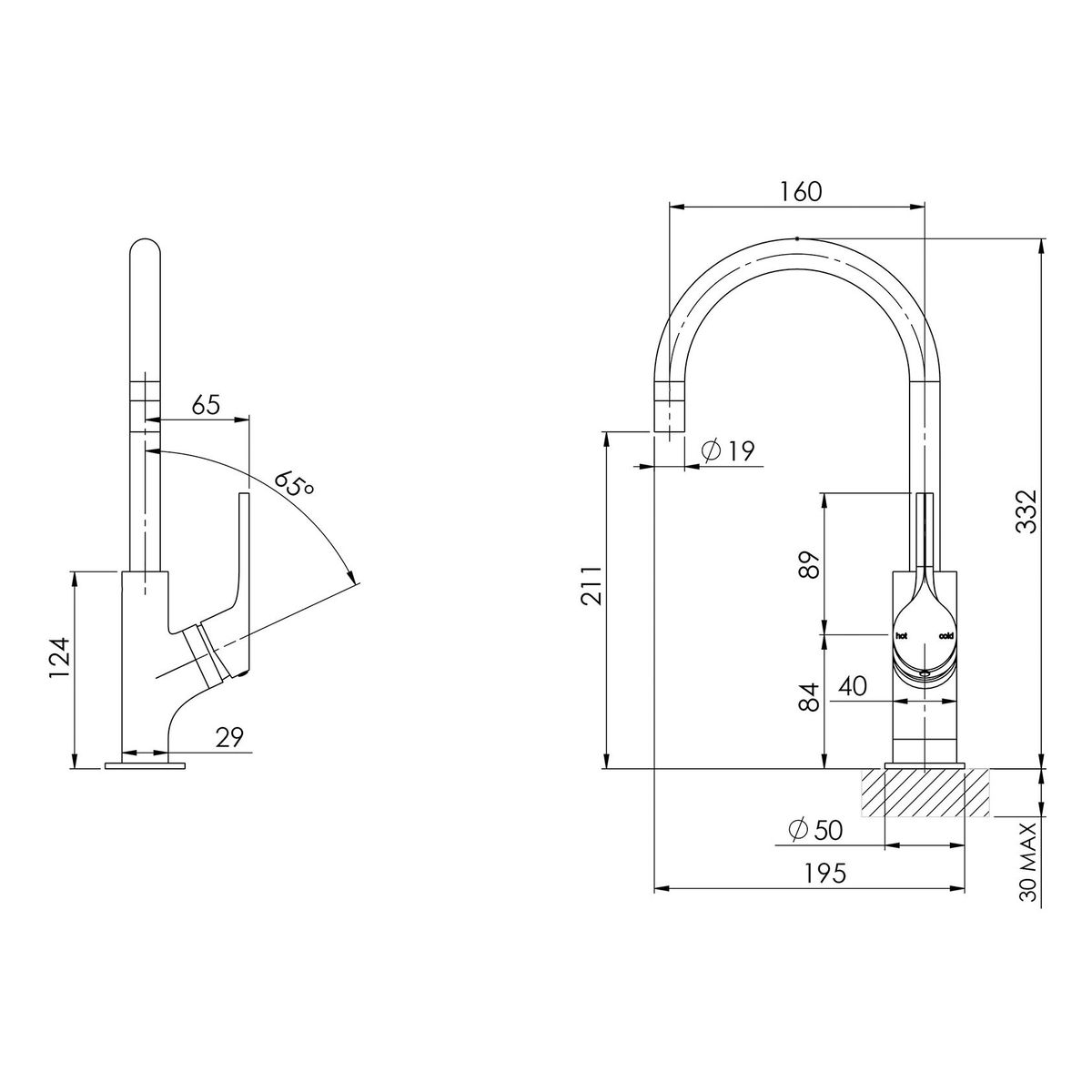Vivid Slimline Oval Sink Mixer 160mm Gooseneck - Chrome