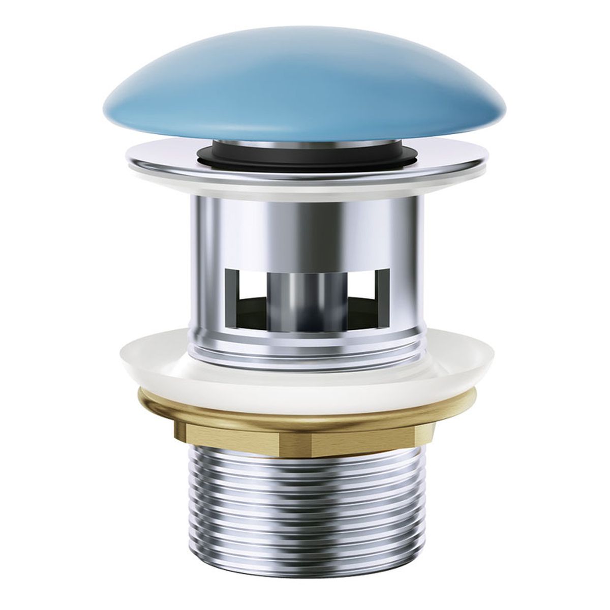 Pop-Up 32mm Overflow Basin Waste, Matte Blue Ceramic Cap