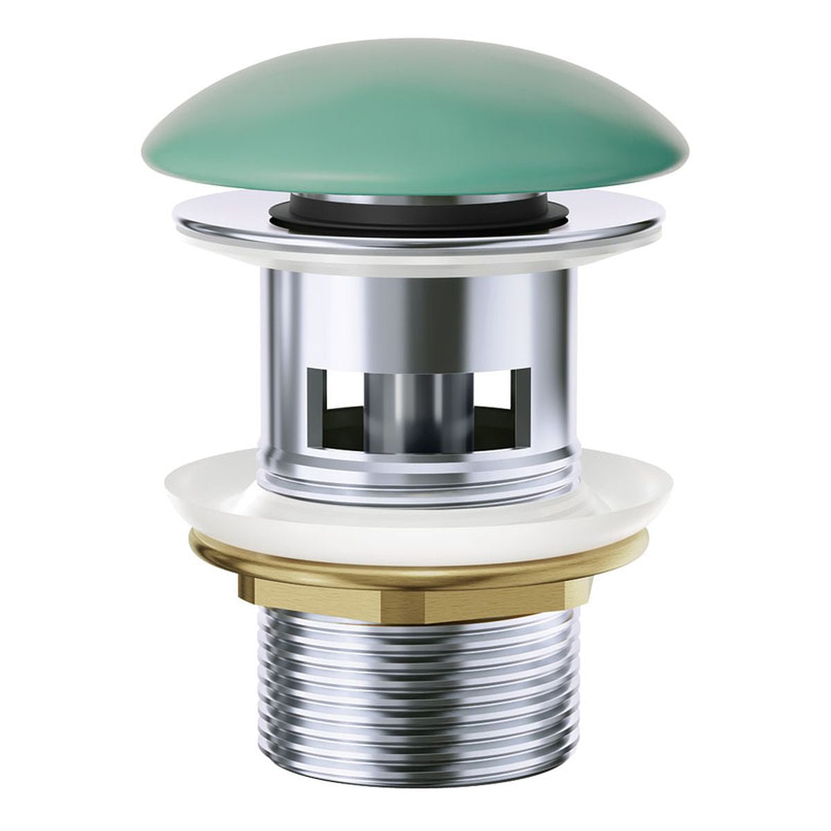 Pop-Up 32mm Overflow Basin Waste, Matte Green Ceramic Cap