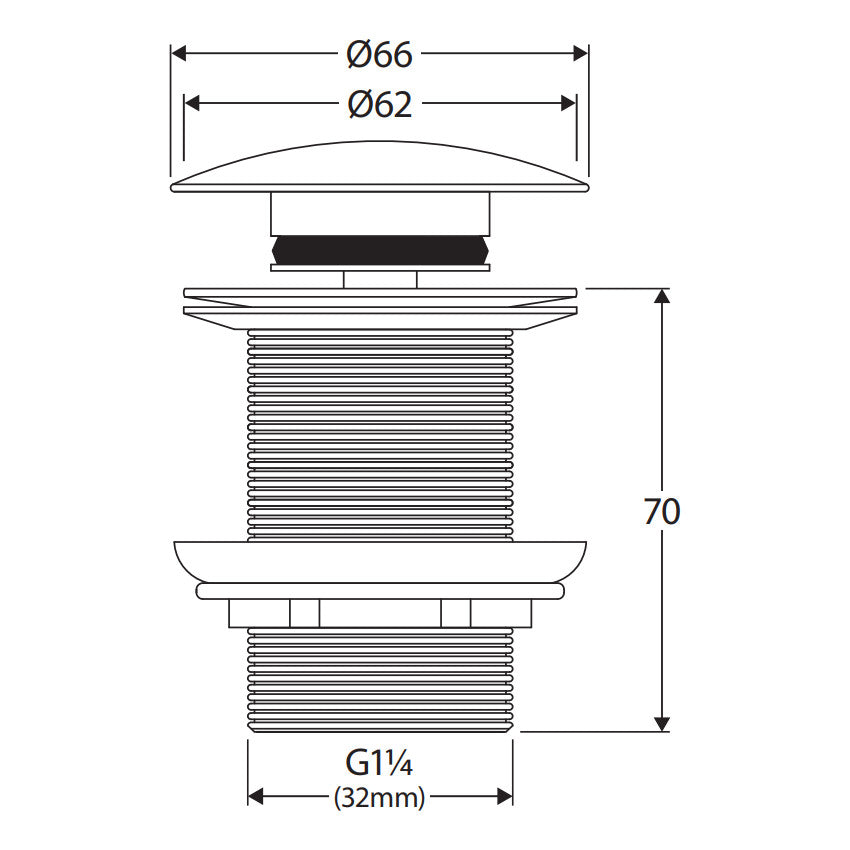 Pop-Up 32mm Non-Overflow Basin Waste, Forest Solid Surface Cap