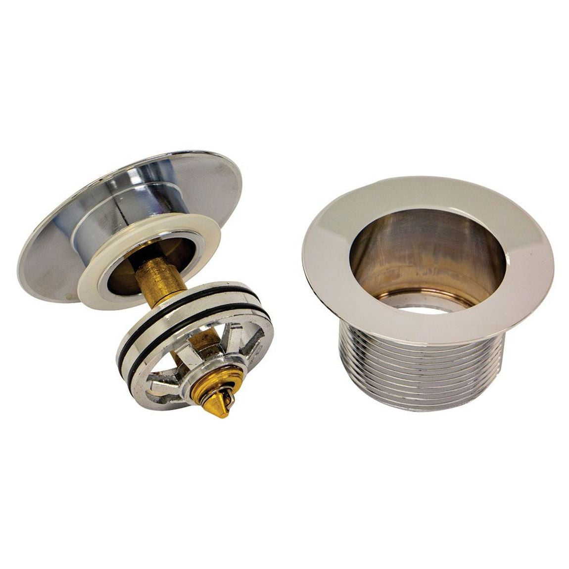 Universal Pull-Out/Pop-Up Brass Cap Bath Waste with Overflow, Chrome