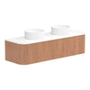 Waverley 1500mm Tasmanian Oak Woodmatt Wall Hung Cabinet, Double Bowl