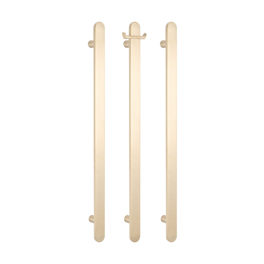 Radiant Heated Vertical Flat Bar Towel Rail 50 x 930mm - Warm Brushed Nickel