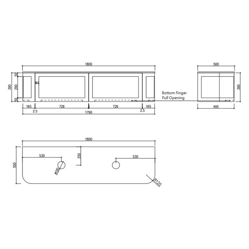 Westminster 1800mm Wall Hung Vanity in Matte White