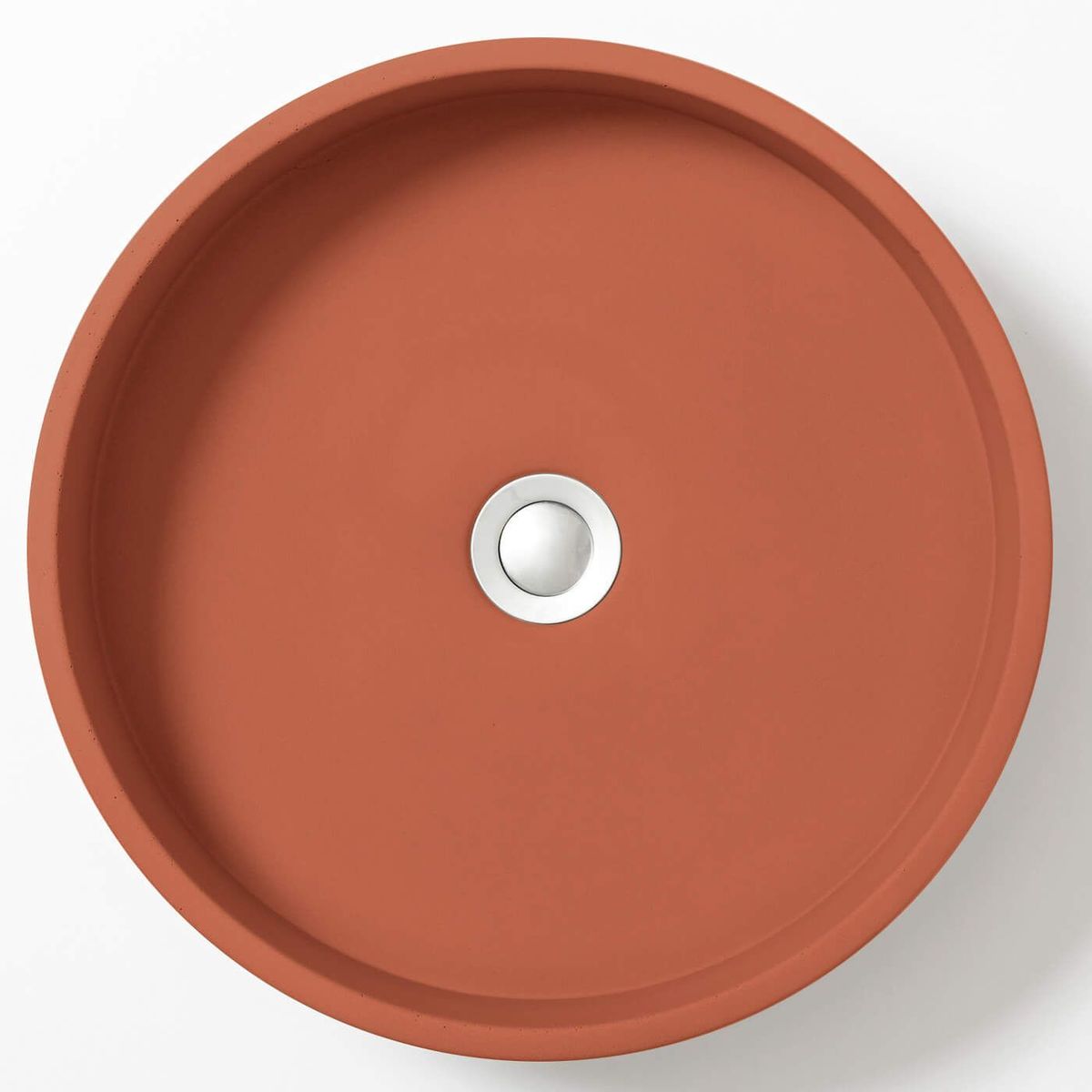 Wirli Cylinder Concrete Vessel Basin - Terracotta