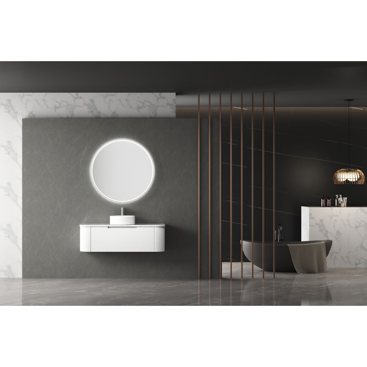 Windsor Round LED Mirror 703x703x36mm - Brushed Nickel