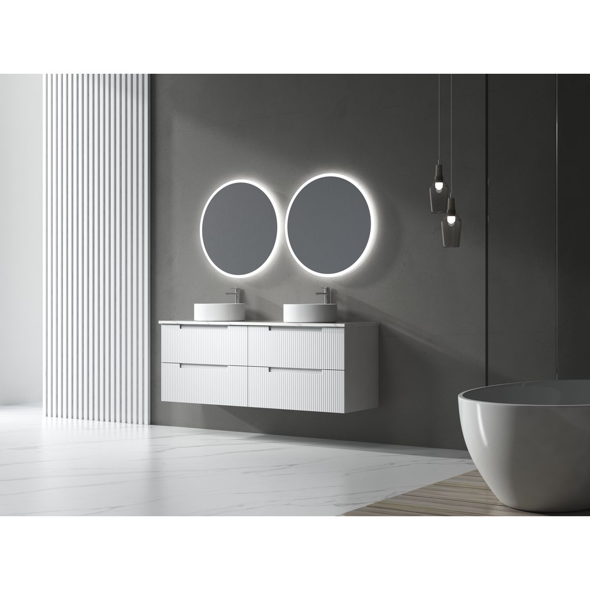 Windsor Round LED Mirror 703x703x36mm - Matte White