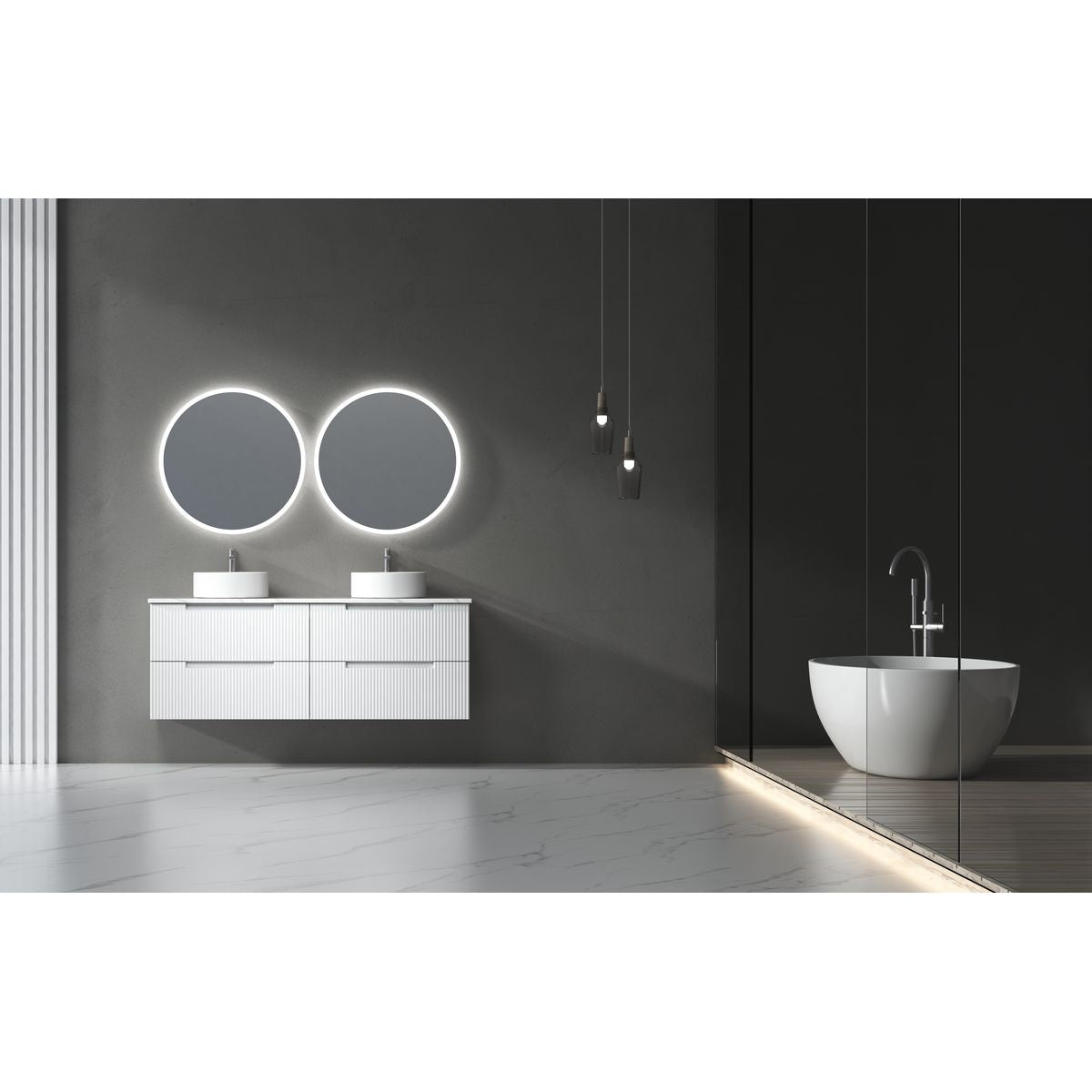 Windsor Round LED Mirror 703x703x36mm - Matte White