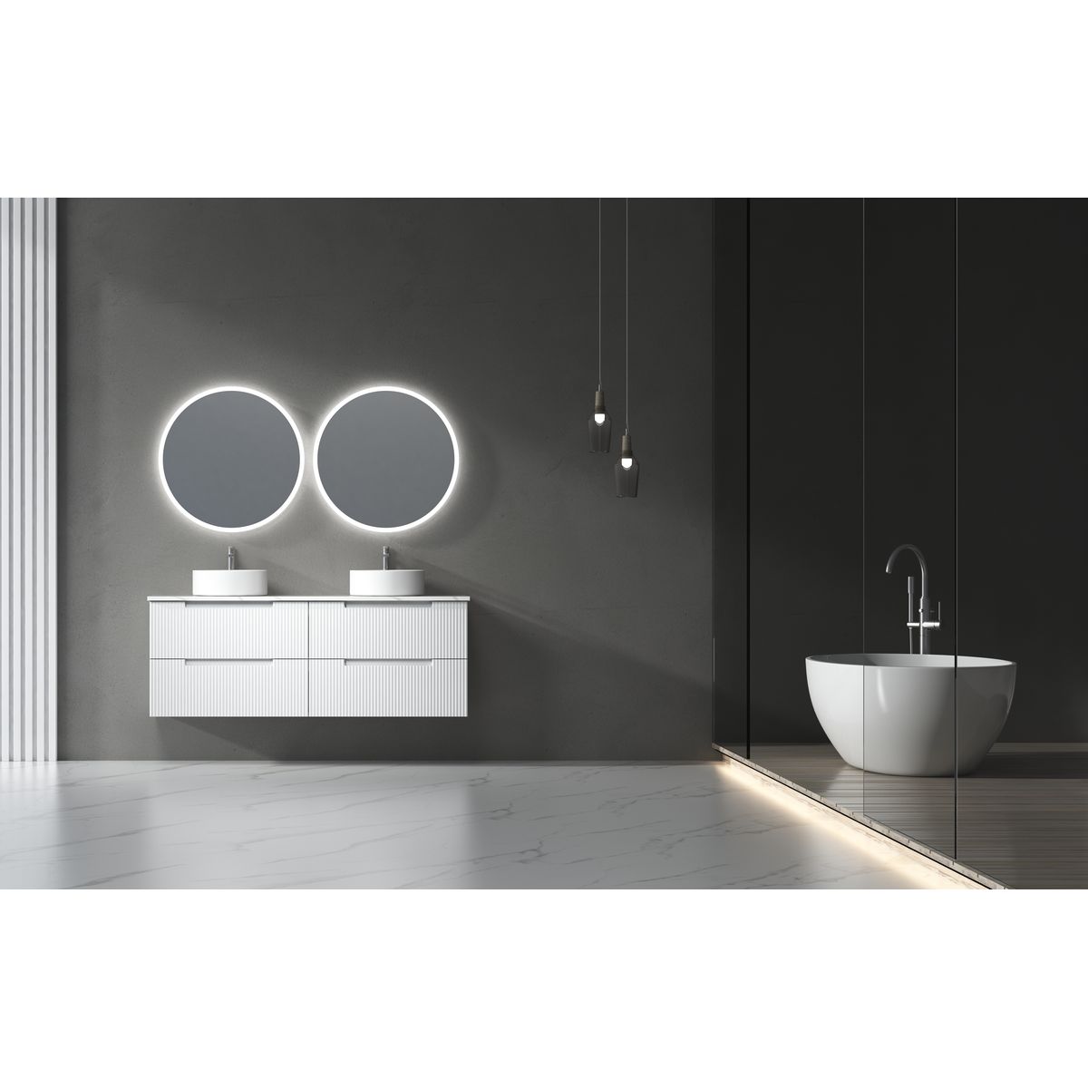 Windsor Round LED Mirror 903x903x36mm - Matte White