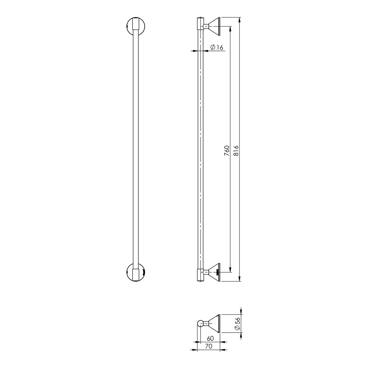 Ivy Single Towel Rail 760mm