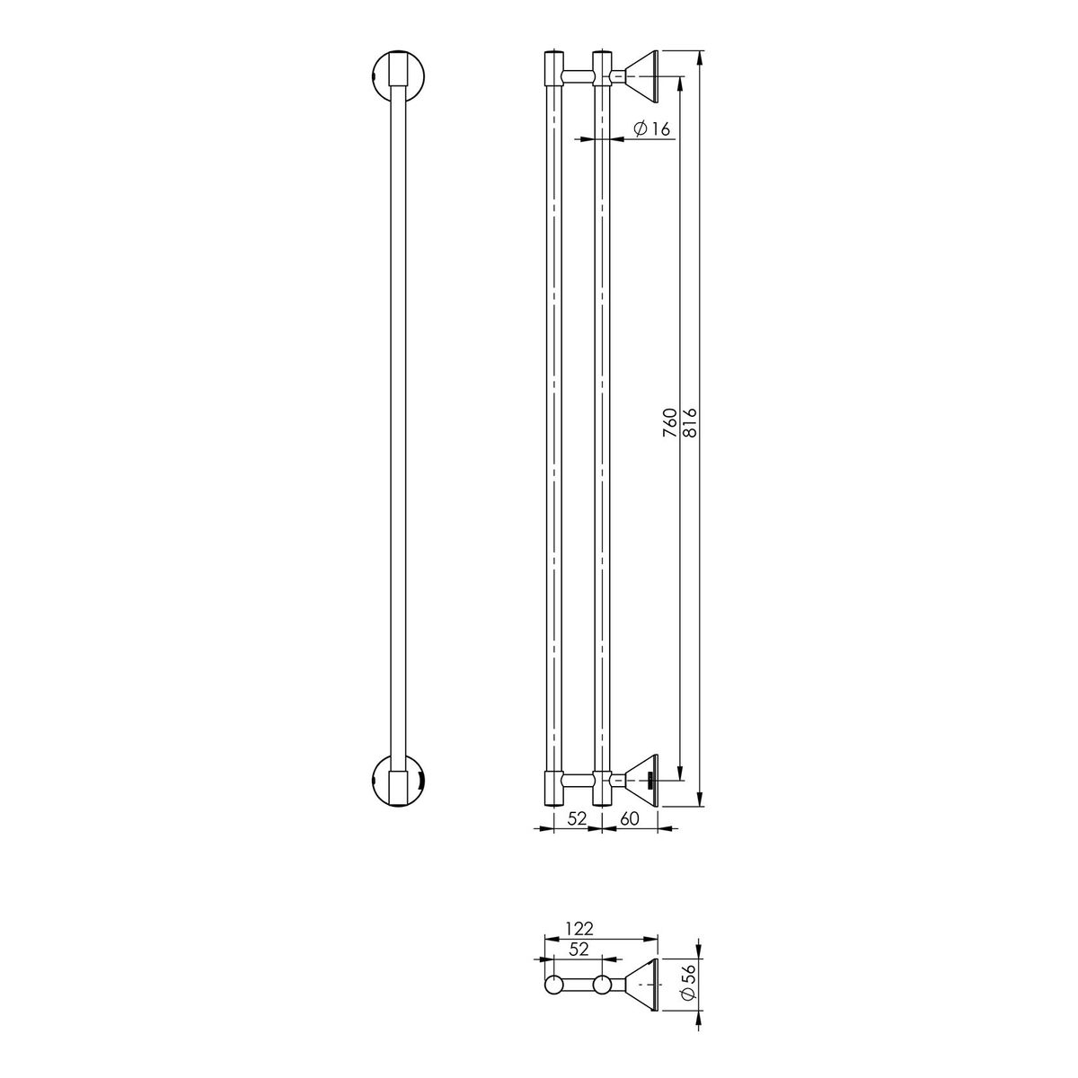 Ivy Double Towel Rail 760mm